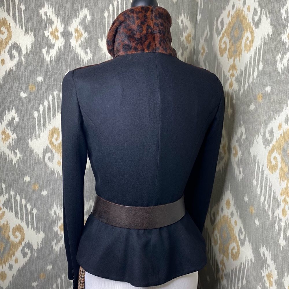 Vtg Ralph Lauren Fall 08 Collection Black Cashmere Leopard Print Cocktail Jacket - Picture 4 of 16